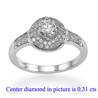 Engagement ring withTwo rows Halo