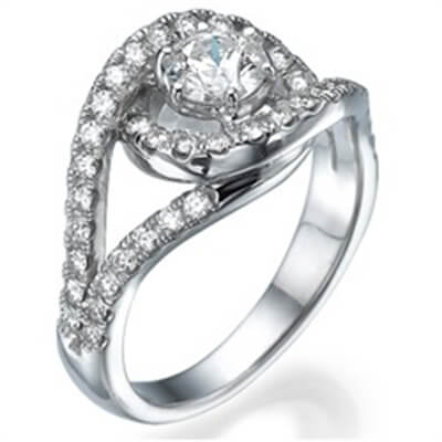 Tying-the-Knot  Engagement ring, set with side diamonds