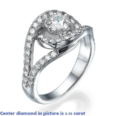 Tying-the-Knot  Engagement ring, set with side diamonds