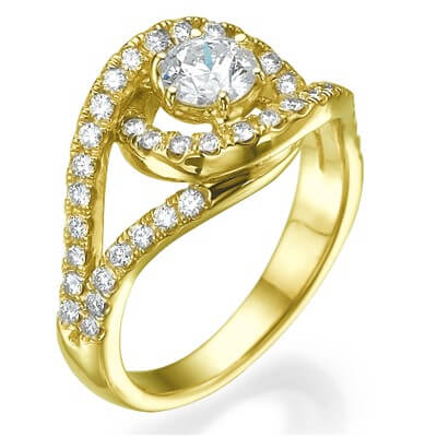 Tying-the-Knot  Engagement ring, set with side diamonds