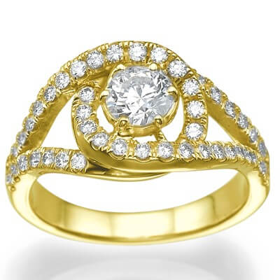 Anillo de compromiso "Tying-the-Knot" (Atando el Nudo) engastado con diamantes laterales