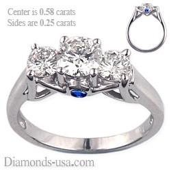 Picture of Designers 3 stone diamond ring for smaller rounds