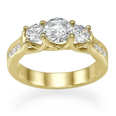 Nuevo anillo cruzado de tres piedras para Rounds \u0026 Princes