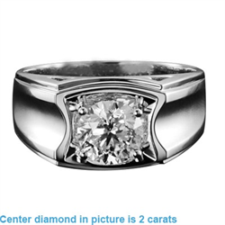 Picture of Mens Engagement Ring set with 2.50 carat Round Lab diamond E VVS2 Ideal-Cut