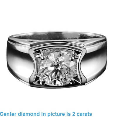 Mens Engagement Ring set with 2.50 carat Round Lab diamond E VVS2 Ideal-Cut