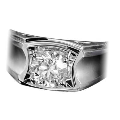 Mens Engagement Ring set with 2.50 carat Round Lab diamond E VVS2 Ideal-Cut