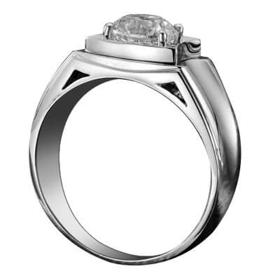 Mens Engagement Ring set with 2.50 carat Round Lab diamond E VVS2 Ideal-Cut