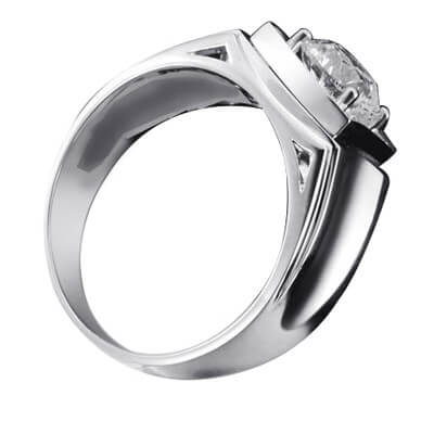 Mens Engagement Ring set with 2.50 carat Round Lab diamond E VVS2 Ideal-Cut