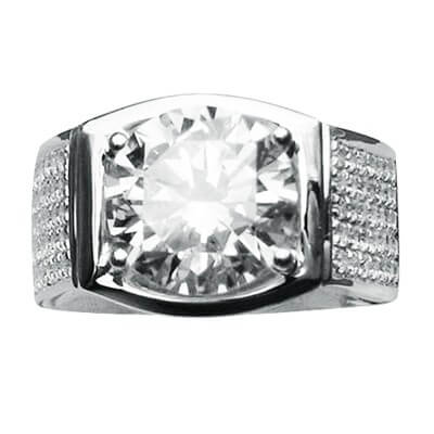Men's engagement ring set with 2.50 carats Lab Grown Diamond E VVS2 Ideal-Cut 