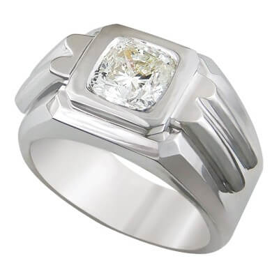 Men's engagement ring set with 2.50 carats Lab Grown Diamond E VVS2 Ideal-Cut