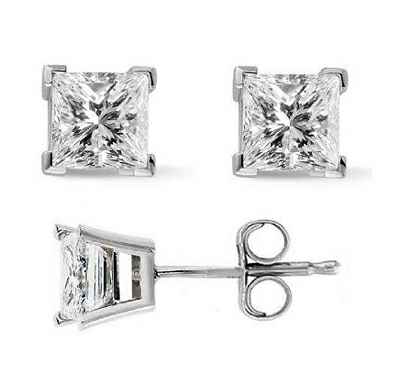 Princess diamond stud earrings