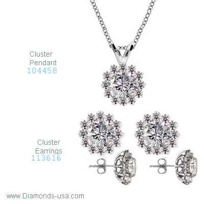 Cluster diamond stud earrings