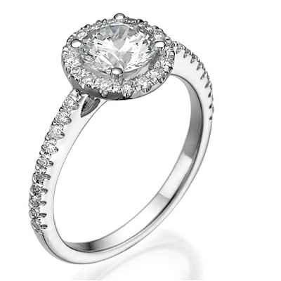 Classic Halo engagement ring for all shapes,with 1/4 carat side diamonds