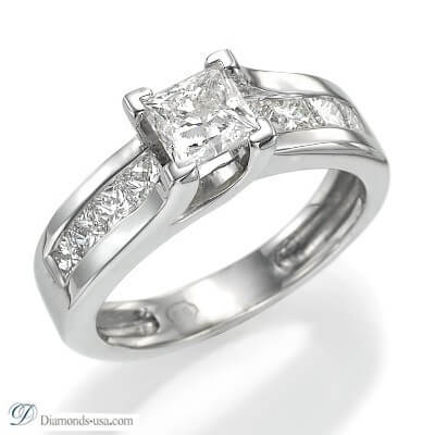 Princess or Rounds channel set engagement ring