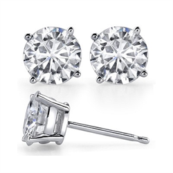 Picture of 2.57 carat Round  diamonds F VS2 & G VS2 stud earrings.