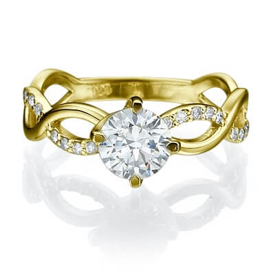 Interlacing together engagement ring