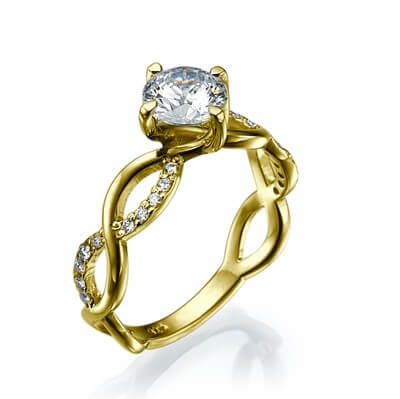 Interlacing together engagement ring