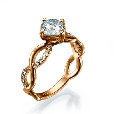 Interlacing together engagement ring