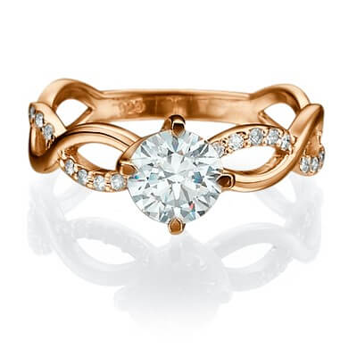 Interlacing together engagement ring