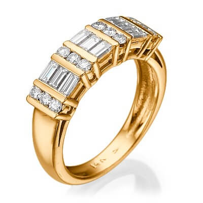 0.88 carat Baguettes and rounds diamond band