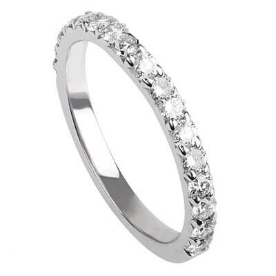 Open Pave 3/4 way diamonds  wedding or anniversary ring