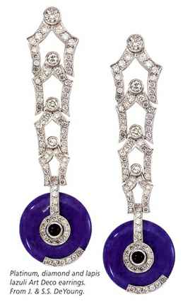 Pendientes de diamantes y lapis art deco