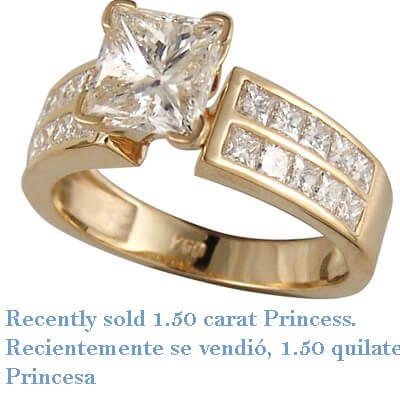 Engagement ring with side Princess diamonds