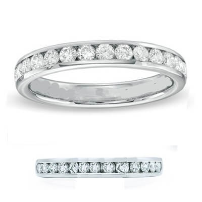 0.80 carat wedding band channel set diamonds