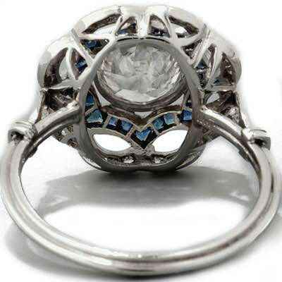 Anillo Art Deco anillo de compromiso de diamantes Halo