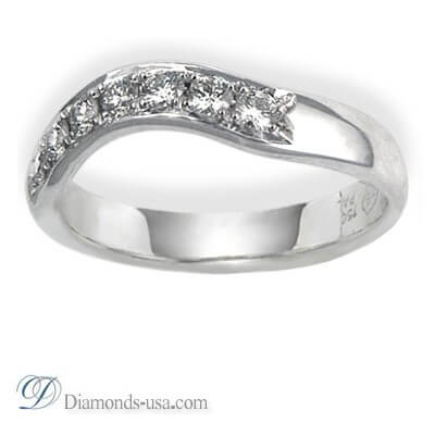 Curved Wedding ring, 0.33 carat diamonds