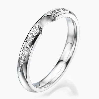 Notched -Wedding or anniversary ring with side diamonds