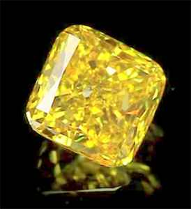 Picture of 2.37 Carats, Cushion Diamond with Ideal Cut ,Fancy Vivid Yelow SI1, Certified by EGS/EGL