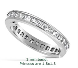 Picture of 3mm Princess Eternity Wedding Band, 1.10 carats