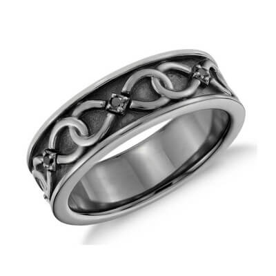 Anillo de boda o aniversario para hombre de 7 mm con rodio negro