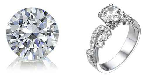 Round cut diamonds, loose and set