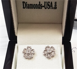 Foto Pendientes de diseñadores en forma de flor, diamantes de 1 quilate de