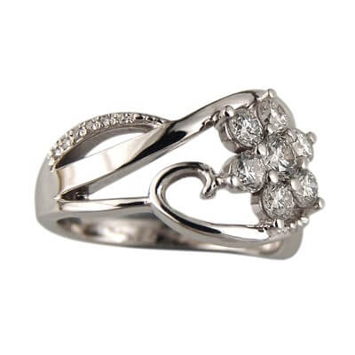 Flakes of diamonds engagement ring