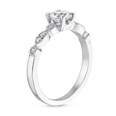 Scalloped low profile engagement ring with 0.10 carat diamonds