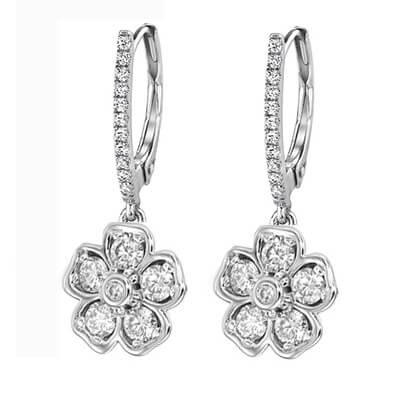 0.62 Carat Heart designers French locked wire earrings,