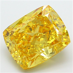 Picture of Lab Grown Diamond 7.52 Carats, CUSHION MODIFIED with  Cut, Fancy Vivid Yellow Color, VS1 Clarity and Certified by IGI