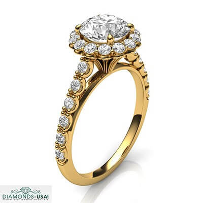 Diseñadores, Vintage Halo anillo de compromiso de diamantes laterales de 1/2 Ct