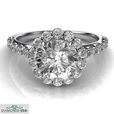 Designers,Vintage Halo 1/2 Ct side diamonds engagement ring