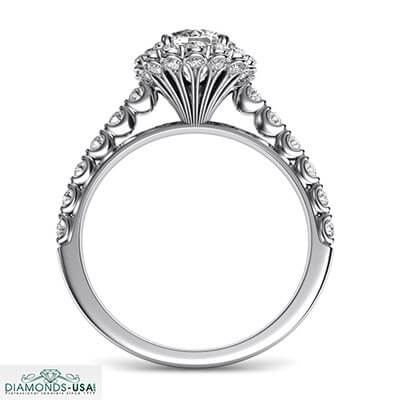 Designers,Vintage Halo 1/2 Ct side diamonds engagement ring