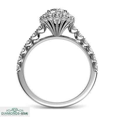Diseñadores, Vintage Halo anillo de compromiso de diamantes laterales de 1/2 Ct