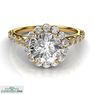 Designers,Vintage Halo 1/2 Ct side diamonds engagement ring