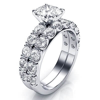 1.45 carat side stones bridal rings set