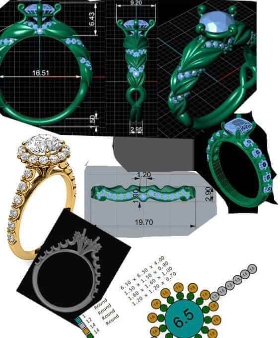 Customizing engagement ring steps from sketch to finished ring