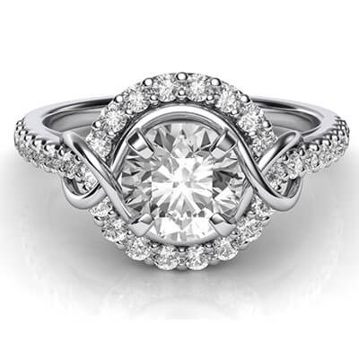 Contemporary Halo head diamonds engagement ring