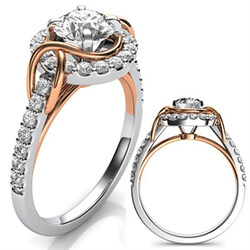 Picture of Contemporary Halo head diamonds engagement ring