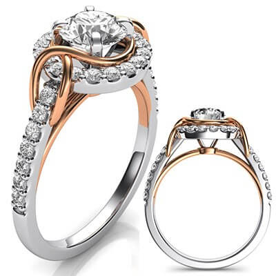 Contemporary Halo head diamonds engagement ring